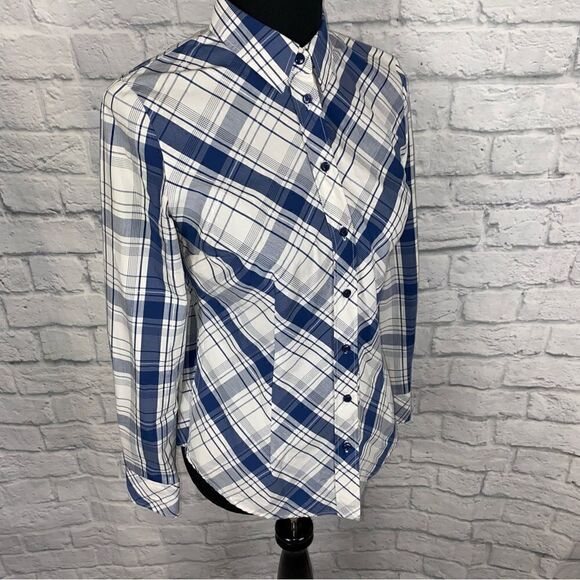 New York & Co stretch Longsleeve cotton blend button down top sz Small - Picture 2 of 9